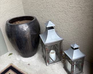 Outdoor pottery and lanterns