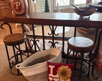 Wooden/Iron Bar Table  with stools 
