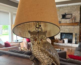 MCM 1970’s Owl Ceramic Lamp 