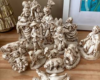 Vintage Atlantic Mold Christmas Nativity set Cream Ceramic 
