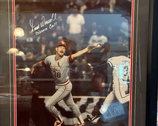 Todd Worrell #38 signed pic 1985 World Series “Blown Call”has certified of Authenticity