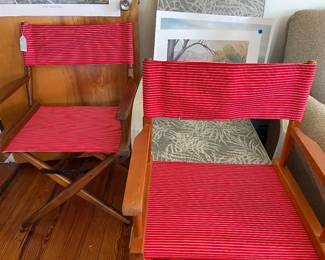 Director's chairs!  We have 3 Vintage Director chairs in a trio of walnut, oak & maple...very good looking & sturdy!  Two of them have new covers!