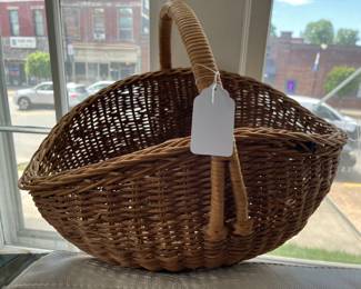 Rare large Vintage woven wicket double band handle basket...absolutely beautiful!  