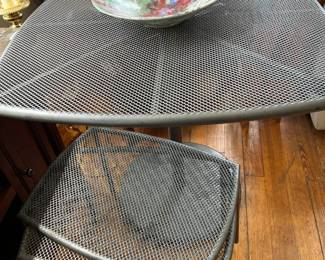 THE CUTEST!  metal small scale table and two matching bench seats!  This is adorable !  Great in a child's room, playroom or big enough for adults on the patio!