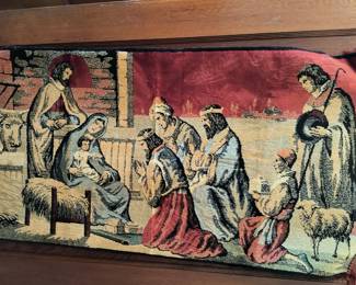 Vintage nativity scene tapestry
