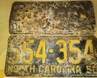 Matching numbers 1950s NC plates