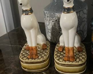 Pair of Andrea by Sadek Whippet Greyhound Dogs with hidden compartment. Made in Japan