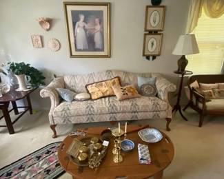 Beautiful decor with lots of Baldwin brass and ceramic pieces by Lenox, Andrea by Sadek, needlepoint pillows