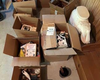 Vintage books- coffee table, hard back, paperback.