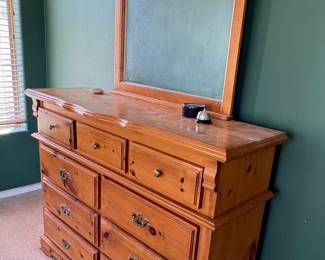 81” tall (w/mirror), 57” wide, 18” deep. No brand noted. 