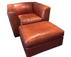 Room & Board Leather Club Chair with Ottoman 