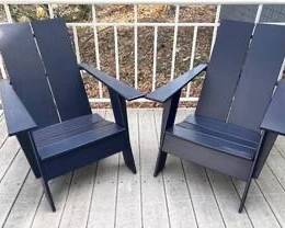 Two Room & Board Emmet Adirondack Lounge Chairs in Navy Blue