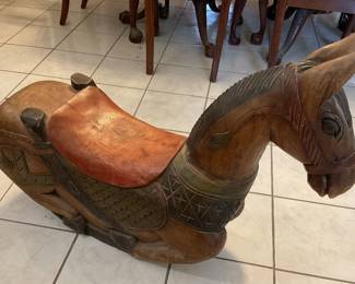 Vintage rocking wooden horse- 28”x37” 