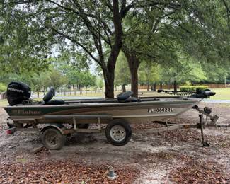 ***Available for presale*** Fisher 16ft boat with a 2010 Mercury 50, the boat has sat for a couple of years. The motor cranks but will need new fuel before starting. Per the mechanic that changed the ignition switch the motor does not appear to have been ran much. The wood floor is soft. $3200