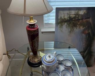 glass top side table $150