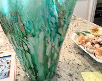 green glass vase Italy $35