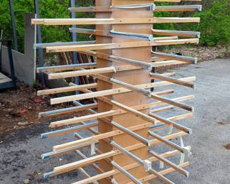 Custom Built Rolling Four Sided Wood Material Rack, 78" x 44.5" x 48" 