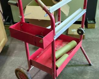 Paper Cutter And Dispenser, On Rolling Cart