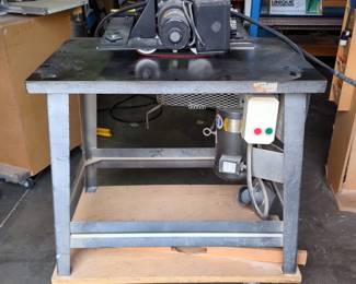 LA Weaver Industrial Shaper With Baldor Power Feed, Powers On, On Metal Table With Wheels 