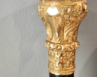 9k Gold Ebony Walking Stick