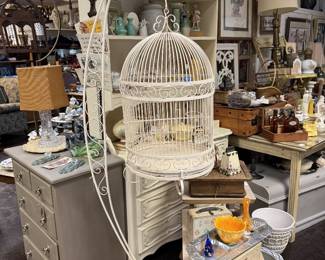 large vintage decorative iron birdcage 