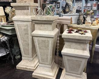 Tesselated Stone Column Pedestals, 3 sizes available 