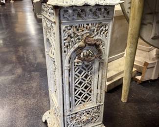 Antique Victorian cast iron heater often referred to as “Cathedral” or conservatory heater, 19th century