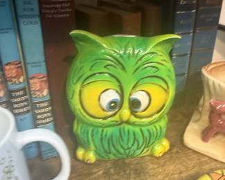 vintage ceramic owl coin bank, MC