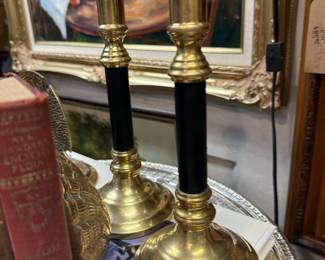 black and brass vintage candlesticks