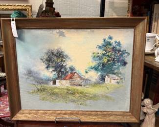 framed farmhouse oil painting