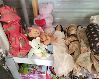 Vintage dolls and stuffed animals