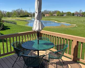 Outdoor Metal Table and Chairs with Umbrella 