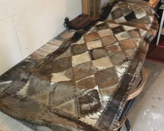 Leather crafted 8’ x 30” runner or art piece