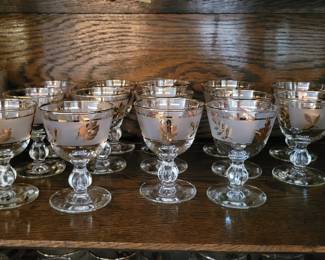HUGE collection of Libbey Gold Leaf glassware 