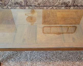 Mid-century LANE parquet end tables and coffee table