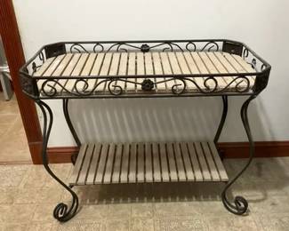 Metal  Wood Plant Stand