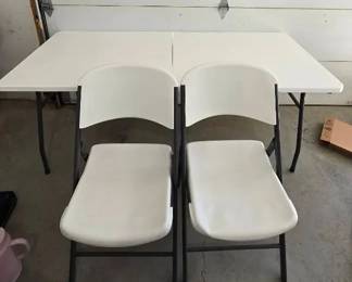 Six Foot Folding Table  Two Folding Chairs