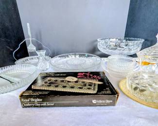 Vintage Glass  Crystal Serving BowlsTrays