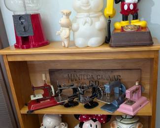 Cookie jars, mini sewing machines, tea pots