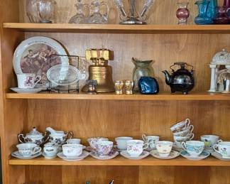 Crystal, tea cup sets and various vintage items 