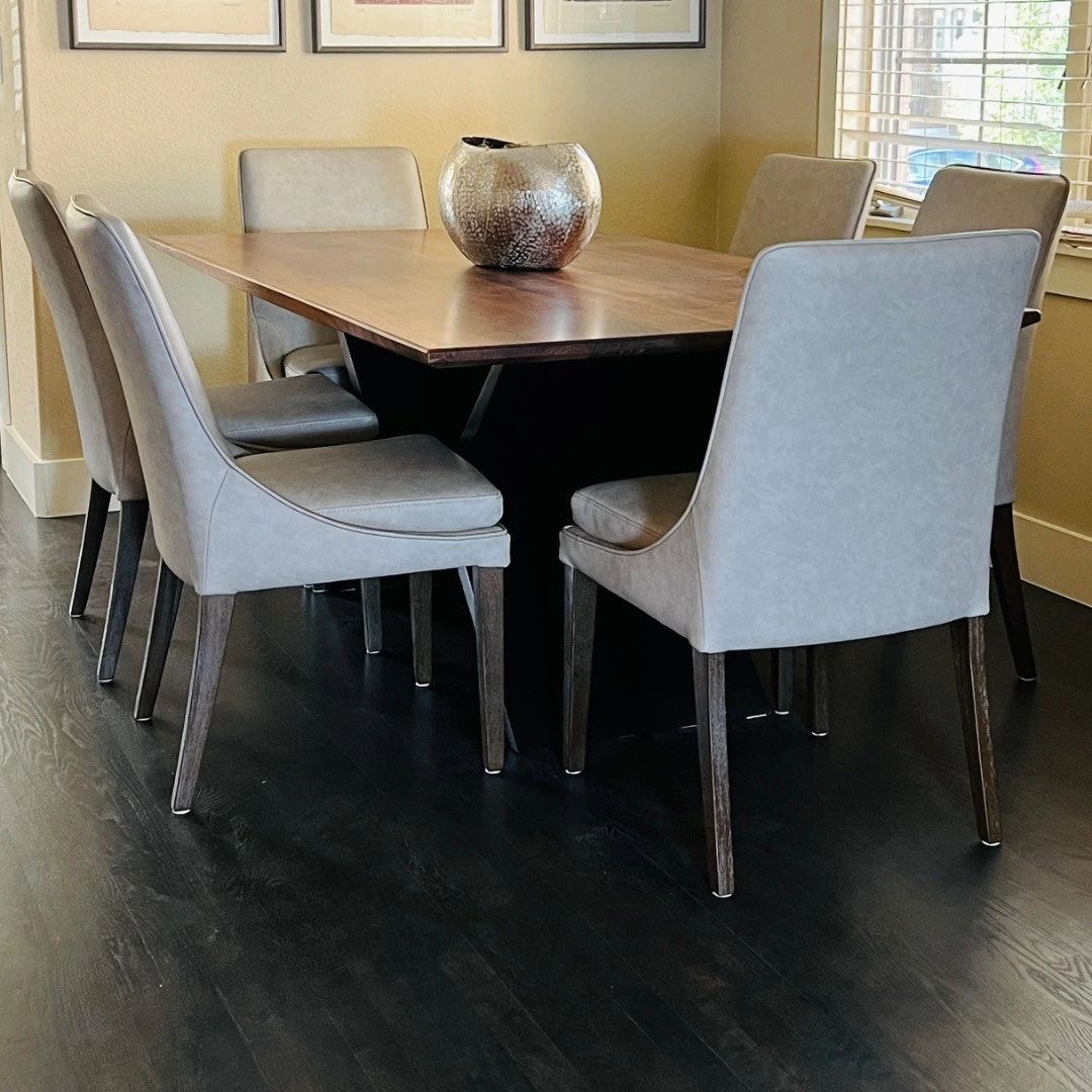 Set of 6 Arhaus ‘Lunden’ Dining Seating Chairs in Faux Leather Gray 