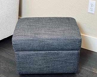  Blue-Gray Fabric Ottoman/Footstool -Modern, Square