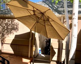 Treasure Garden Patio Umbrella Aluminum Frame Canvas Canopy Beige Outdoor Garden Umbrella