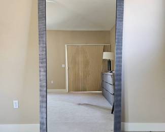 Restoration Hardware Metal Frame Floor Mirror Ribbed Linear Herringbone Texture Large 43x77