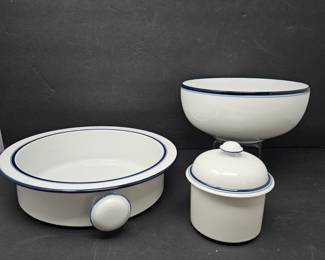  Dansk Bistro Christianshavn Blue 11” Serving Bowl Knob Handle 8.5” Bowl Covered Sugar Dish