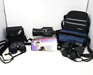 Zenit NV-100 Night Vision Monocular w/ Case + Bushnell 10x42 Waterproof & Tasco 8x40 Binoculars Lot