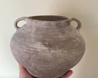Antique Handmade Clay Pot Earthenware Vase Rustic Round Bottom Ceramic Pottery