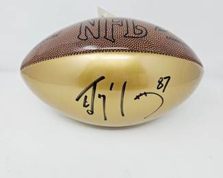 Wilson NFL Football Signed Ed McCaffrey Autograph Denver Broncos Gold Panel