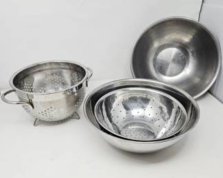 Stainless Steel Mixing Bowls Colanders Set Large Prep Bowls Strainers Kitchen