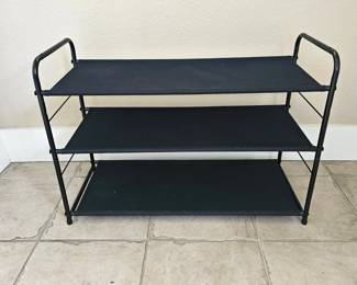  Black Metal Frame 3-Tier Fabric Shoe Rack Organizer 27x11x18